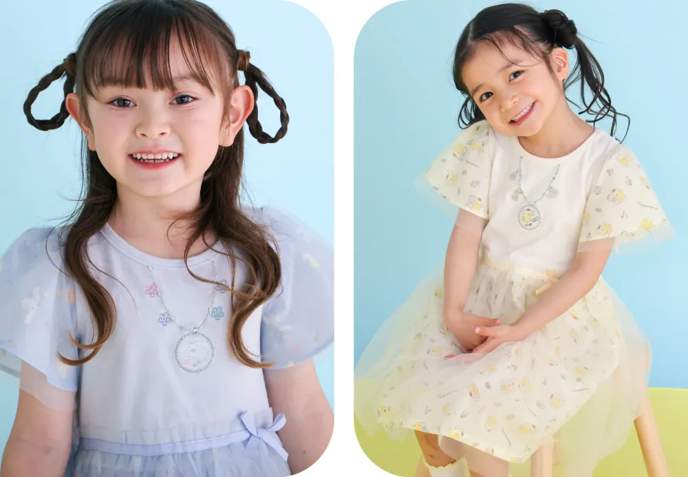 ワンピースの胸元デザイン：ネックレス風の刺繍がガーリーなポイント