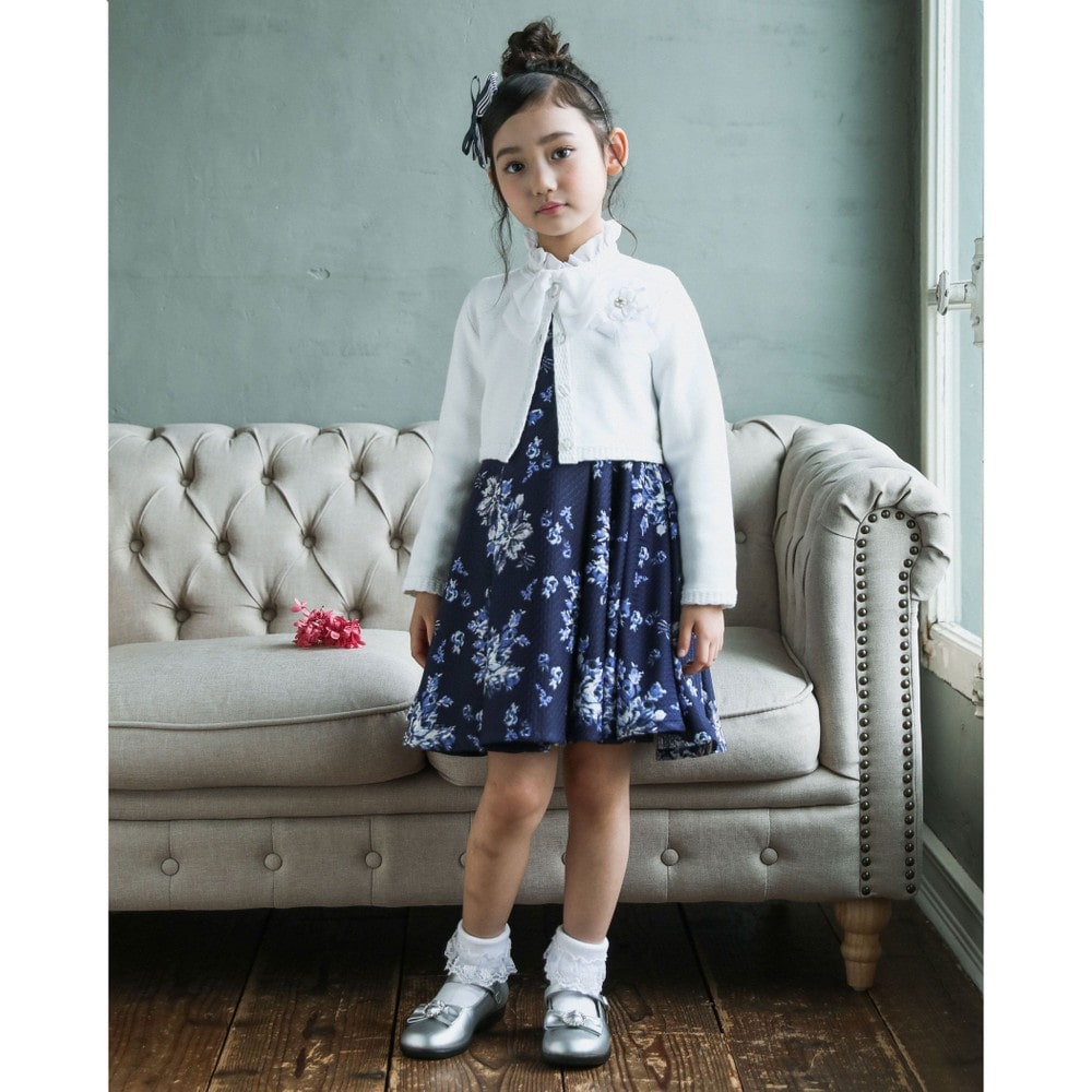 Bebe べべ Bebe Mall Official Online Store日本製 ローズ ブーケ プリント カバリエレ アズーロ ワンピース 110cm 130cm 110cm ネイビー系 Fomal ベベ モール オフィシャルオンラインストア