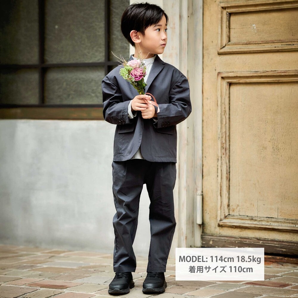 タイプライタータックロングパンツ(110~130cm) グレー 110cm