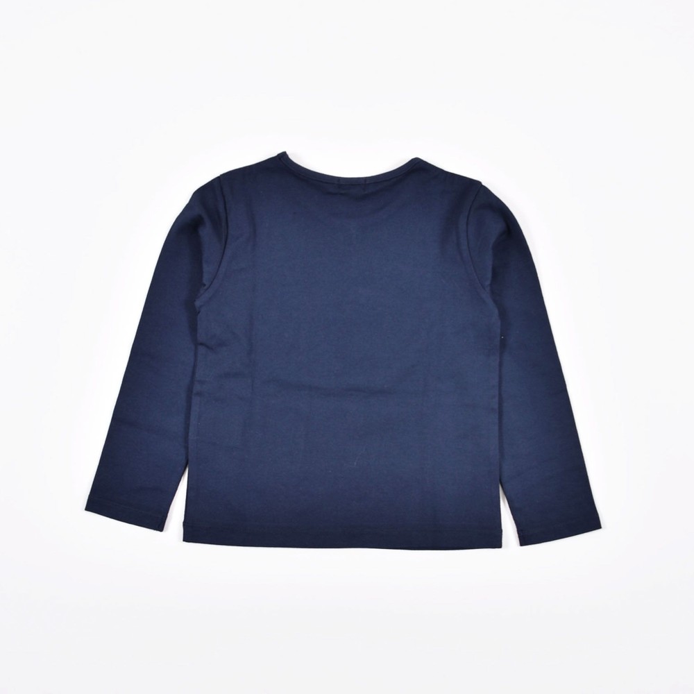 チュール チョウチョ モチーフ ロゴ グリッター Tシャツ (90cm~150cm) ネイビー 130cm