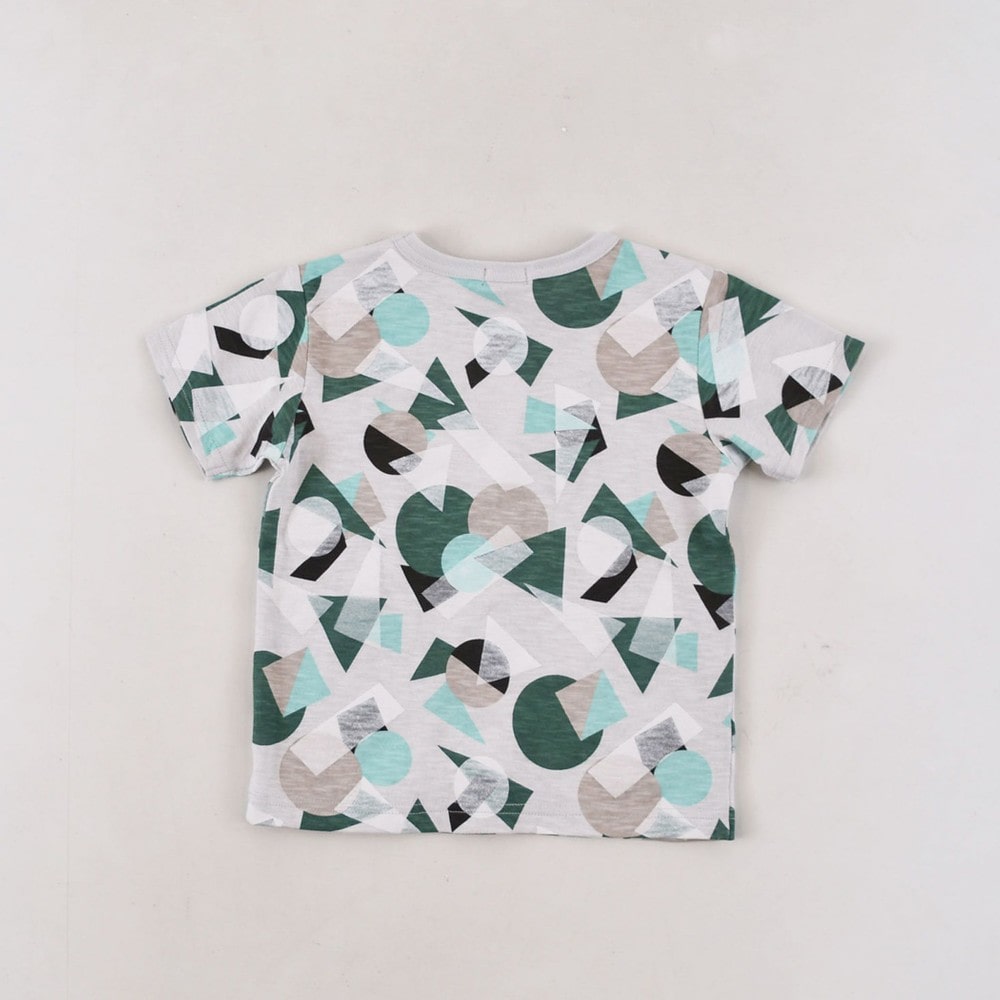 ペーパーアート プリント スラブ 天竺 Tシャツ (80cm~150cm) グリーン系 140cm