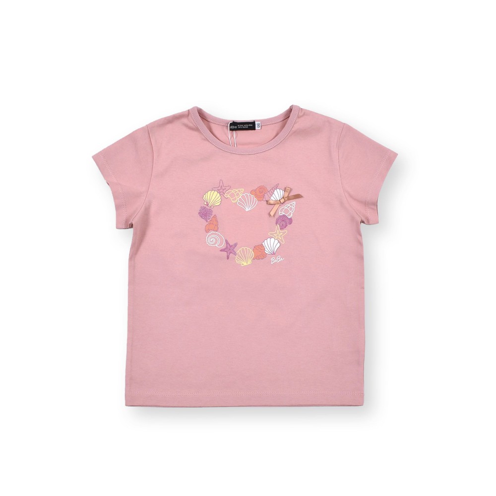 シェル プリント ハート グリッター 半袖 Tシャツ (90~140cm) ピンク 130cm