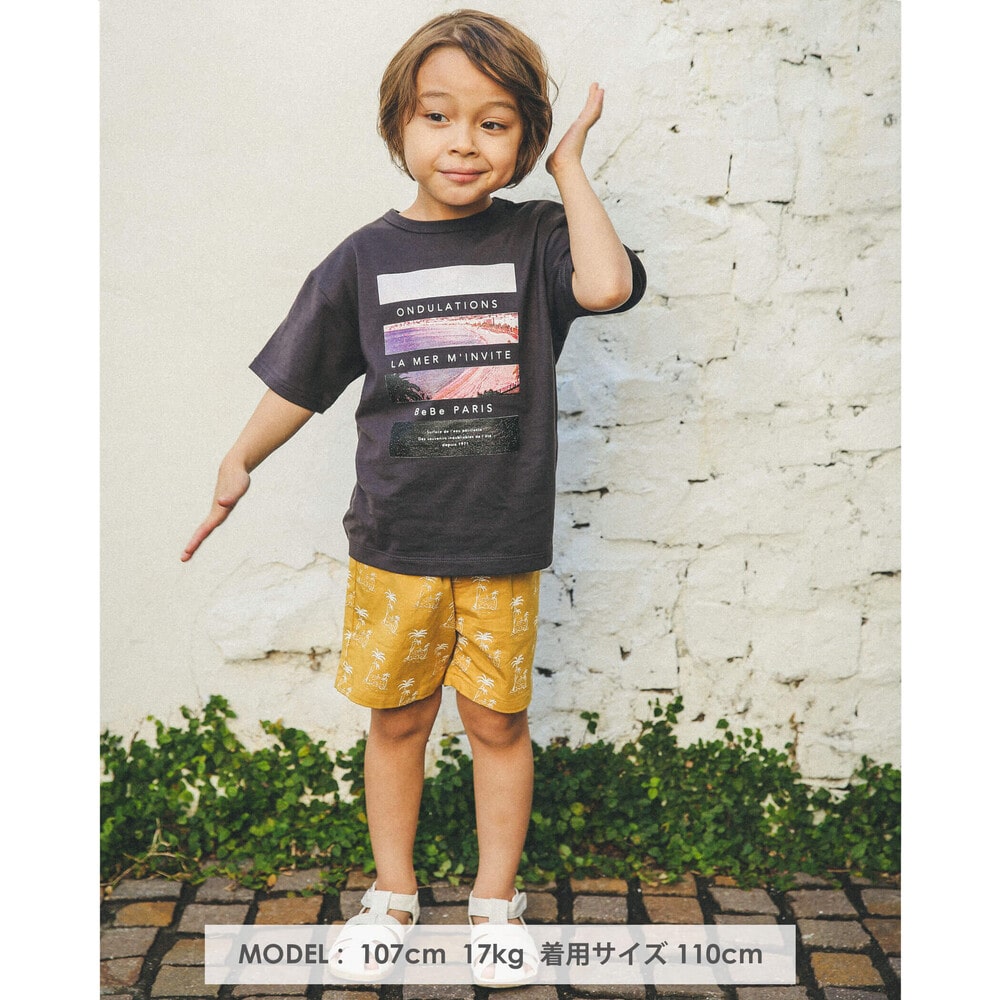 USA コットン フォト プリント Tシャツ (90~150cm) ホワイト 150cm