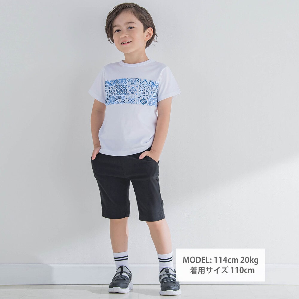 お揃い】タイル柄切替Tシャツ(90~150cm)(90cm ホワイト): トップス【女の子・男の子の子ども服と言えば】【お揃い】タイル柄切替Tシャツ(90~150cm)(90cm  ホワイト): トップス【女の子・男の子の子ども服と言えば】-子供服べべの公式通販サイト 「BEBE MALL」-子供服べべの ...