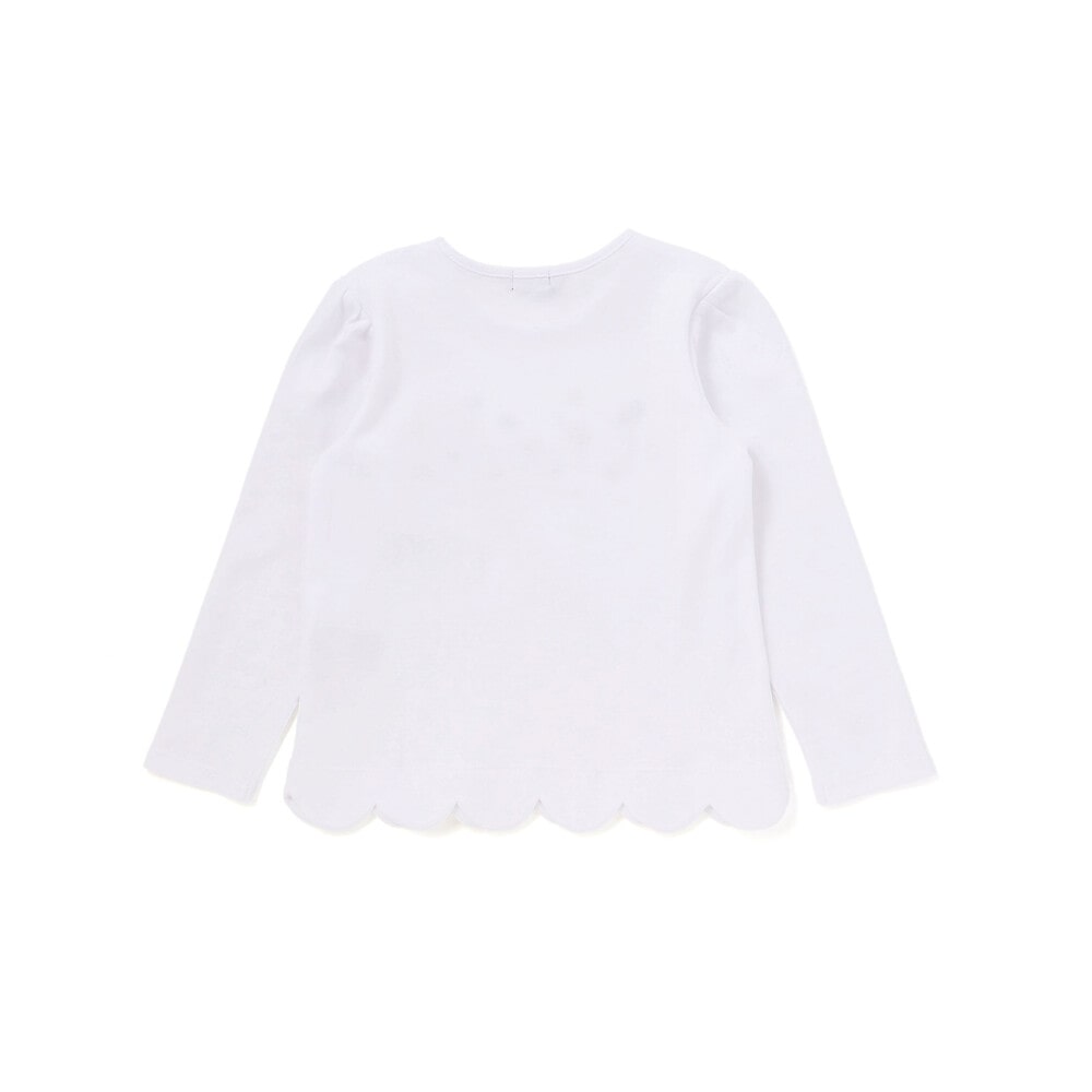 フラワーロゴ刺しゅうスカラップスムース長袖Tシャツ(90~150cm) イエロー 90cm