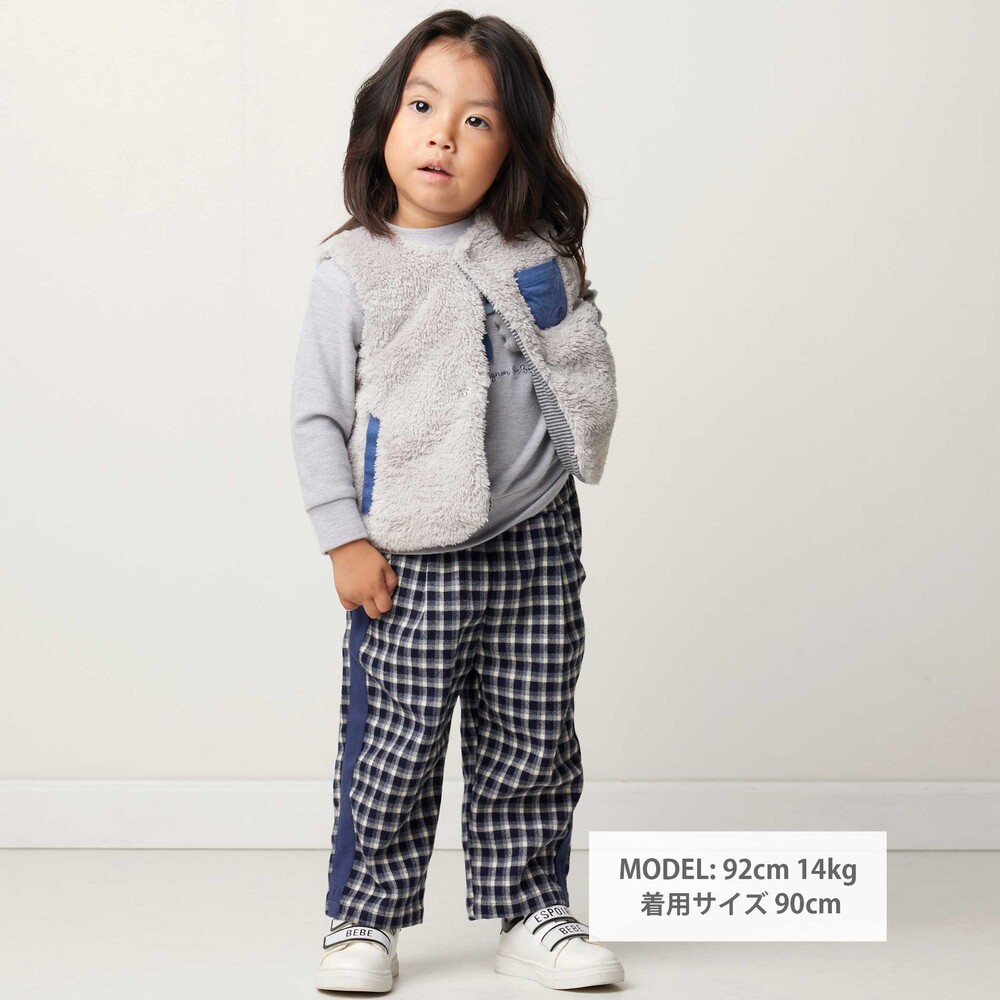 ボア配色ポケットベスト(90cm) ベージュ 90cm