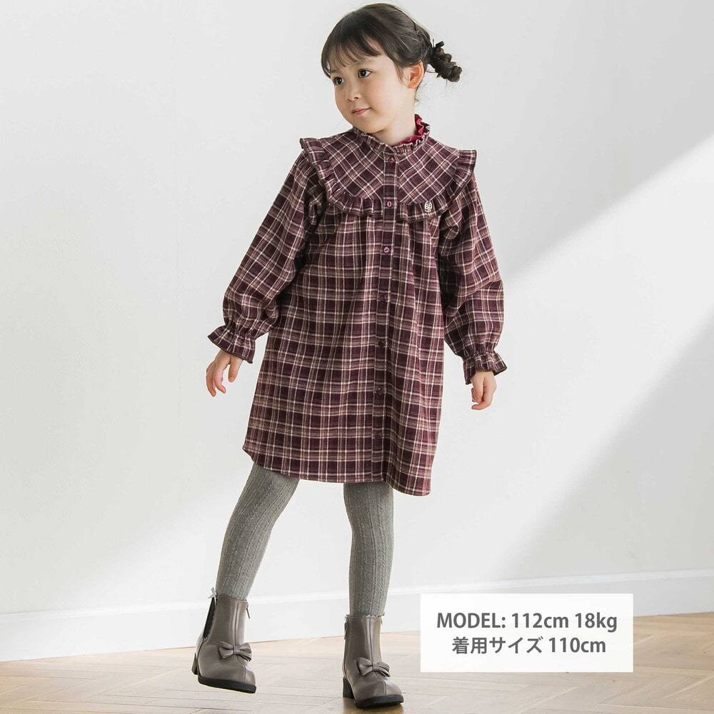 【限定商品】ネルチェック柄ワンピース(95~150cm) レッド系 110cm