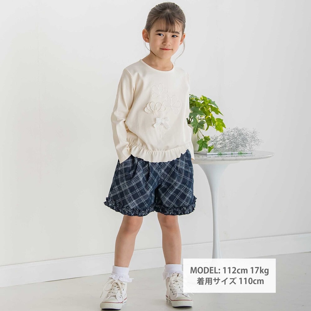 【限定商品】花パッチワークポンチトレーナー(95~150cm) オフホワイト 95cm