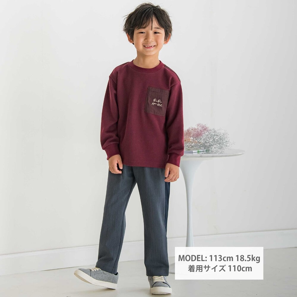 【限定商品】杢裏毛胸ポケットトレーナー(95~150cm) レッド系 95cm