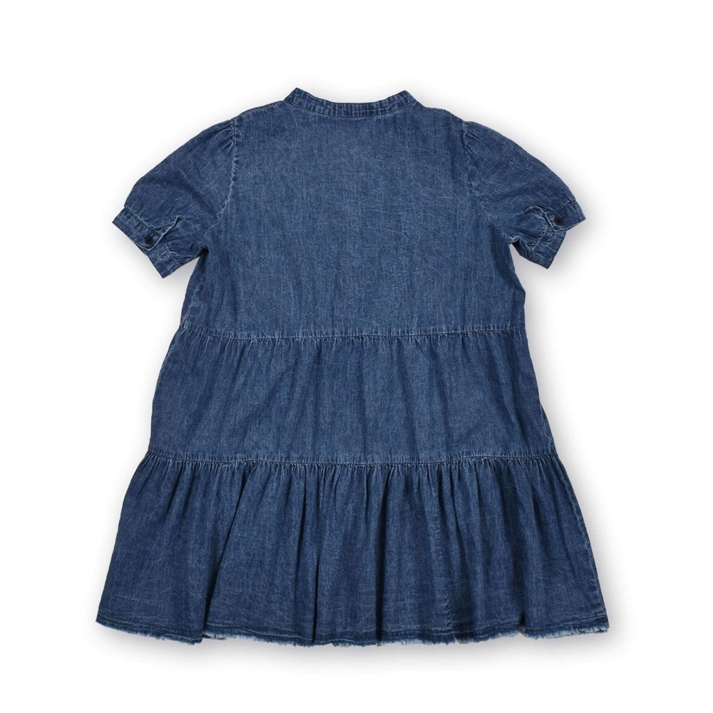 子供服べべの公式通販サイト Bebe Mall ティアード パフスリーブ デニム ワンピース 130 160cm 130cm ブルー ワンピース ベベ モール オフィシャルオンラインストア