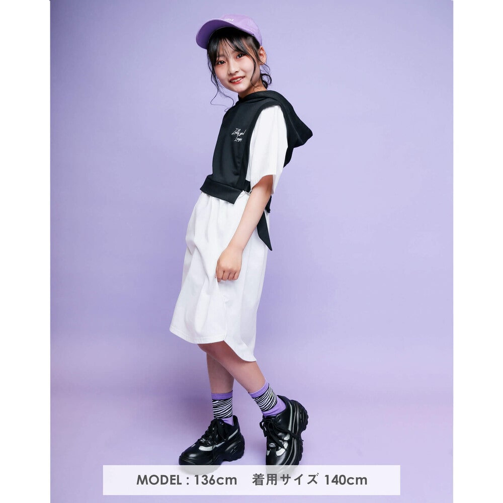 子供服べべの公式通販サイト Bebe Mall レイヤードフウ フード付き 半袖 ワンピース 130 160cm 130cm ブラック ワンピース ベベ モール オフィシャルオンラインストア