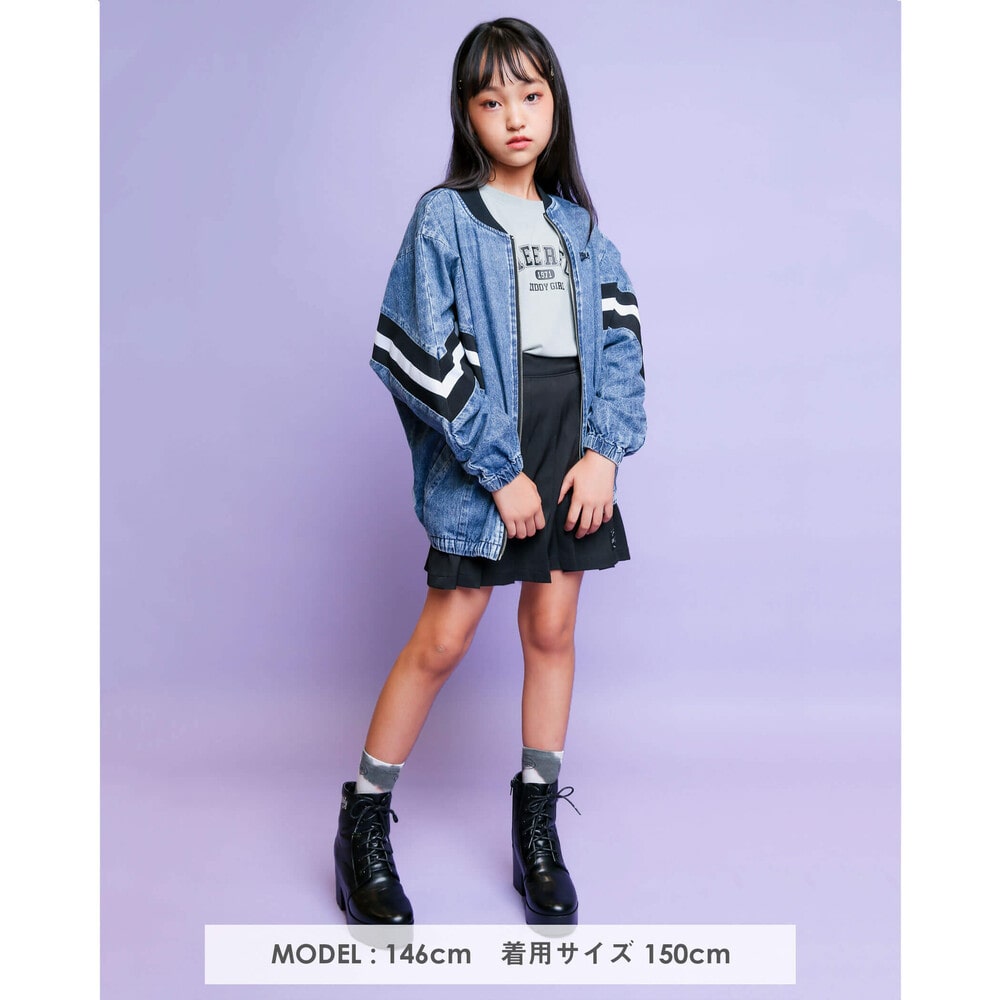 ライン入り デニム ジャケット (130~160cm) ネイビー 130cm