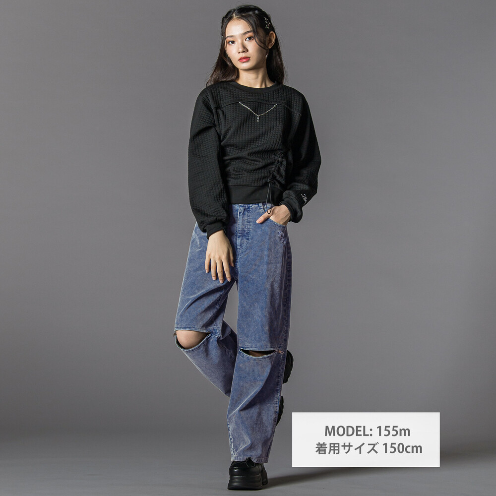 膨れジャガードトドロストトップス(130~160cm) ブラック 130cm