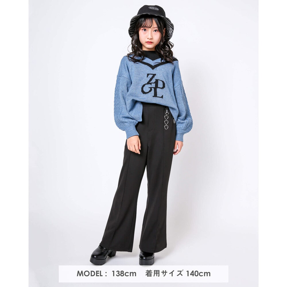 ニコ プチ掲載 裾 フレア きれいめ ロング パンツ 130 160cm 130cm ブラック ボトム 子供服べべの公式通販サイト Bebe Mall