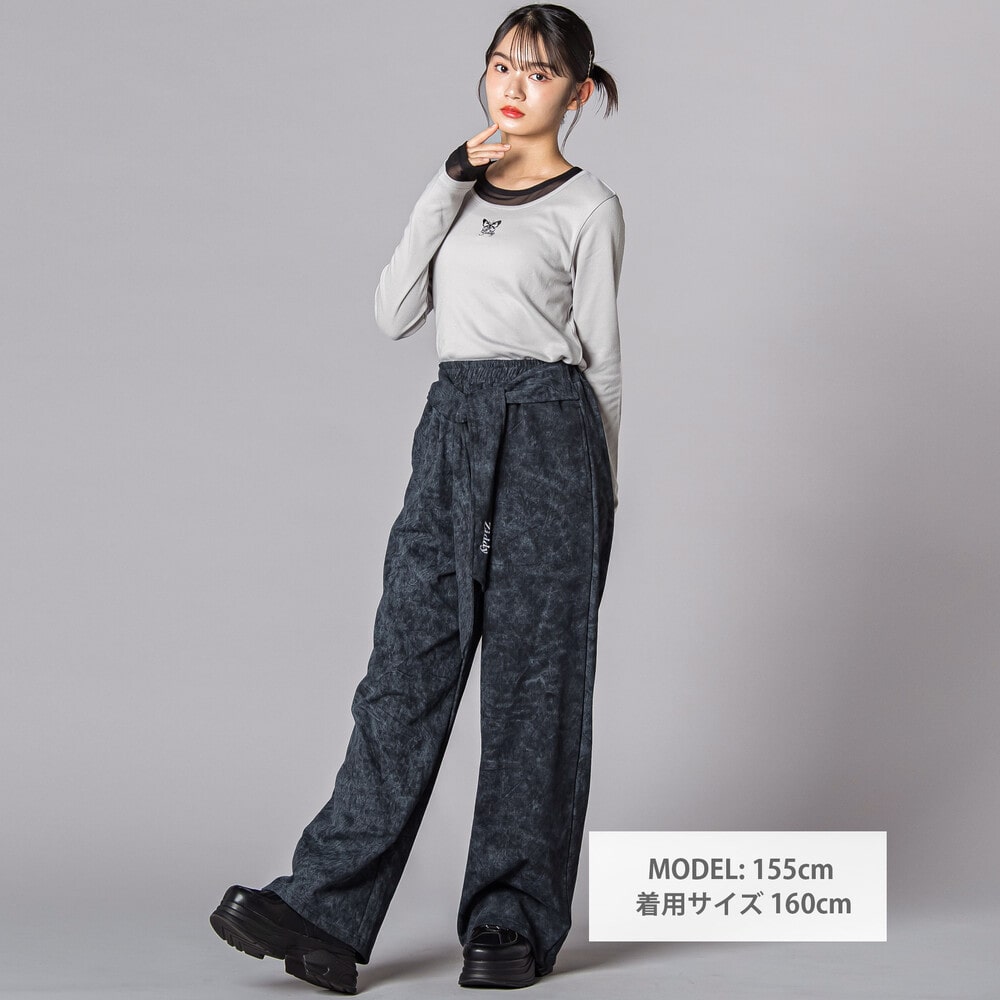 フロントタイワイドパンツ(130~160cm) ブラック 130cm