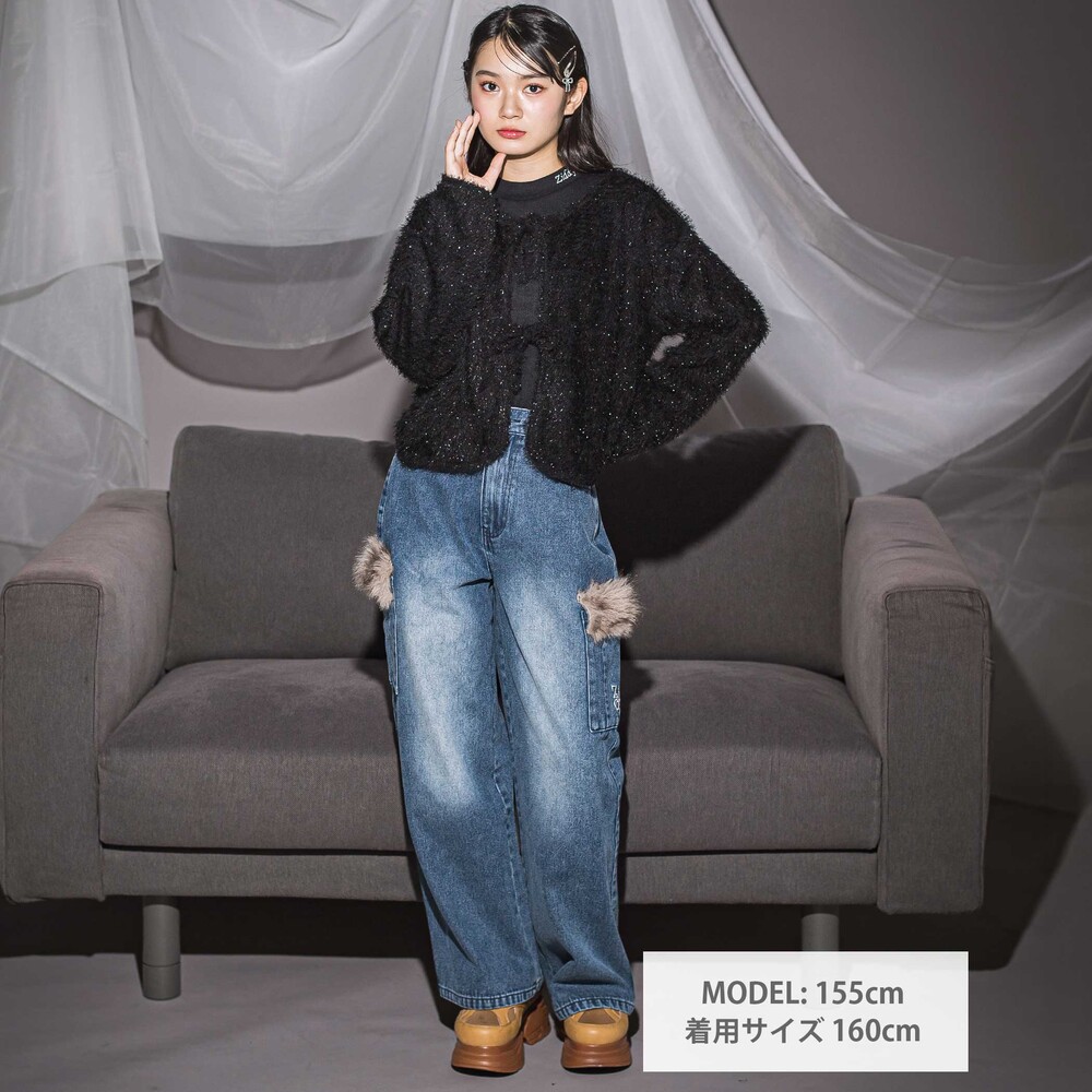 ファーポケット カーゴパンツ(130~160cm) ネイビー 130cm