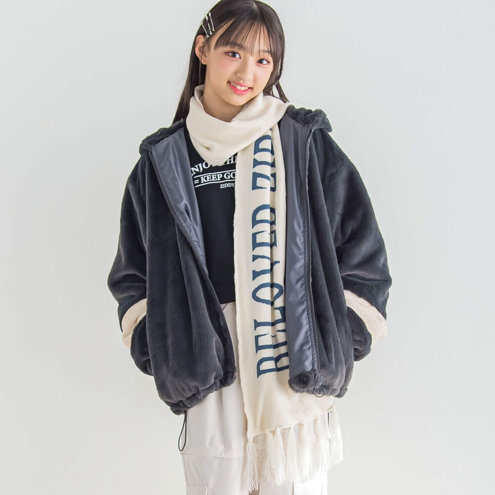 【 ニコ☆プチ 掲載 】ビッグロゴマフラー ブラック ワンサイズ