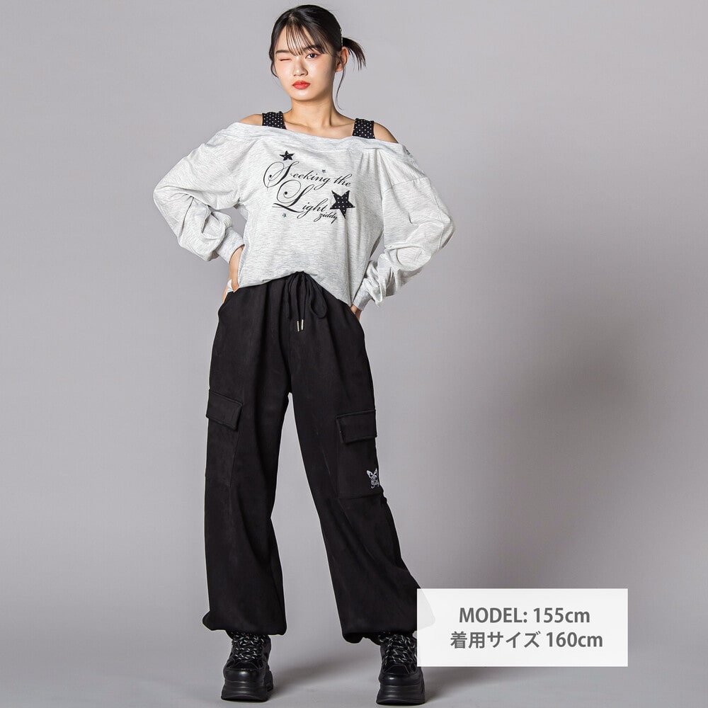 スターモチーフオフショル風レイヤードTシャツ(130~160cm) グレー 130cm