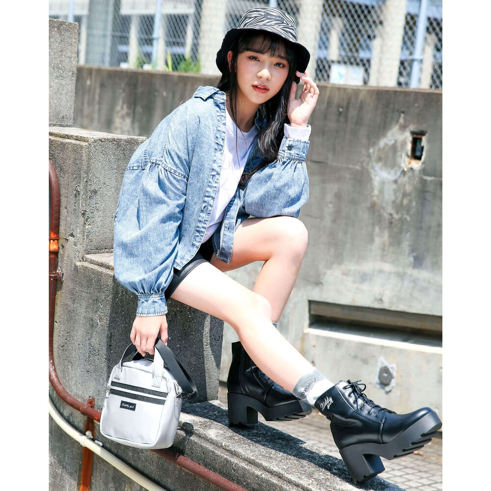 ニコ プチ掲載 レースアップ ハイカット ヒール ブーツ 21 24cm 21cm ブラック シューズ 子供服べべの公式通販サイト Bebe Mall