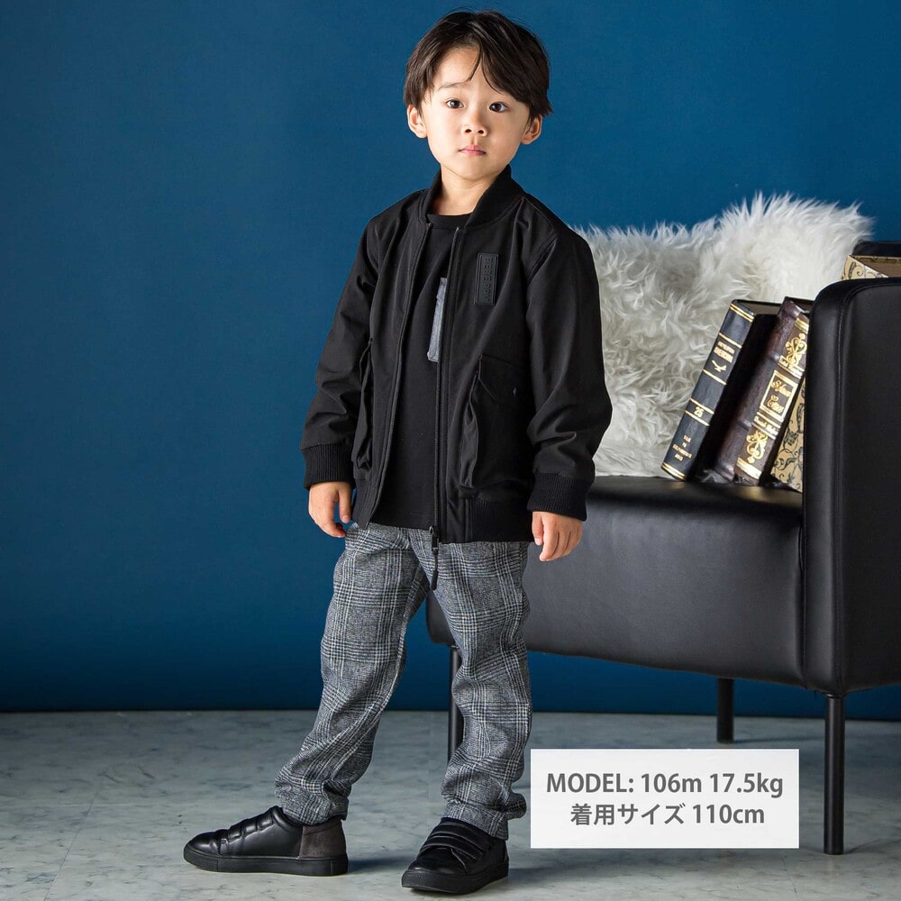 ストレッチナイロンジップアップブルゾン(95~150cm) ボルドー 95cm