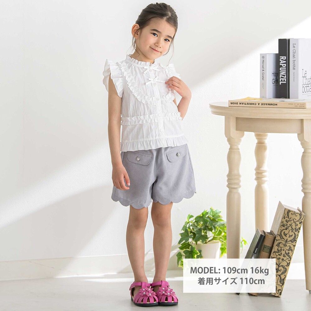 ダブルリボンメロウブラウス(95~150cm) ホワイト 95cm