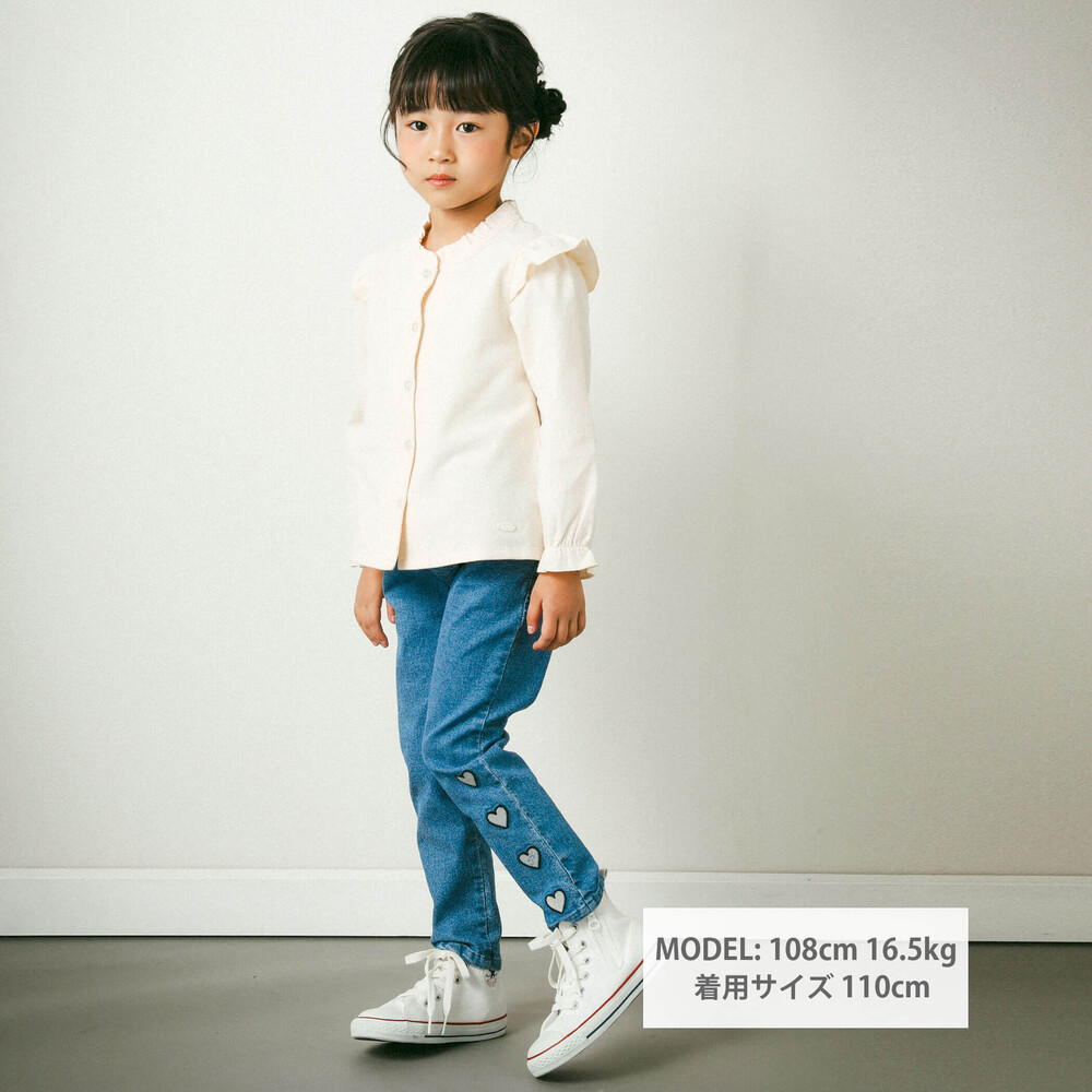 ハート刺しゅう入りデニムパンツ(95~150cm)(95cm ブルー