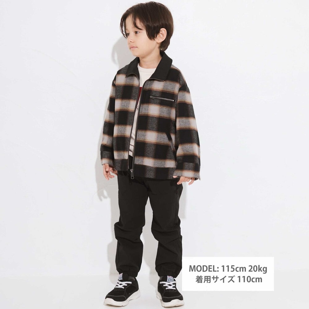 ビエラチェック スタンドカラージャケット(110~160cm) ブラック系 110cm