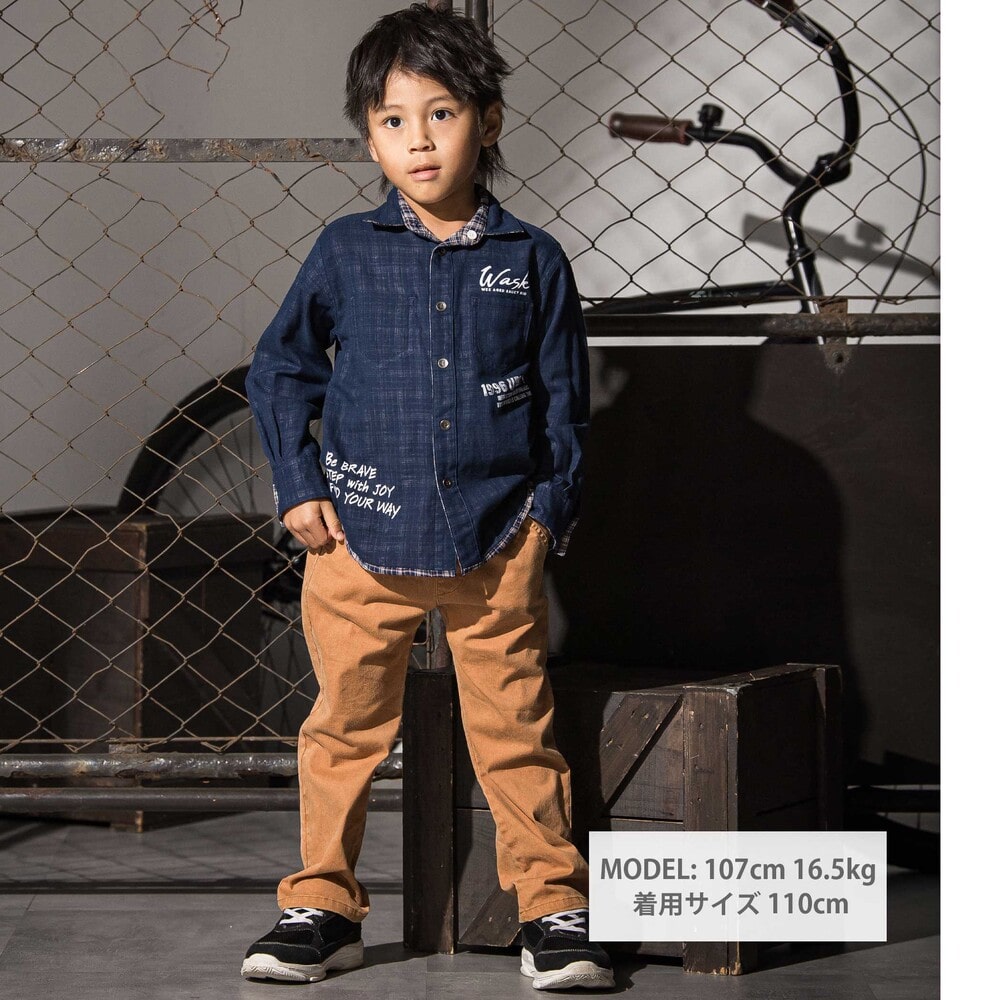 リバーシブルガーゼチェックシャツ(110~160cm) ネイビー 150cm