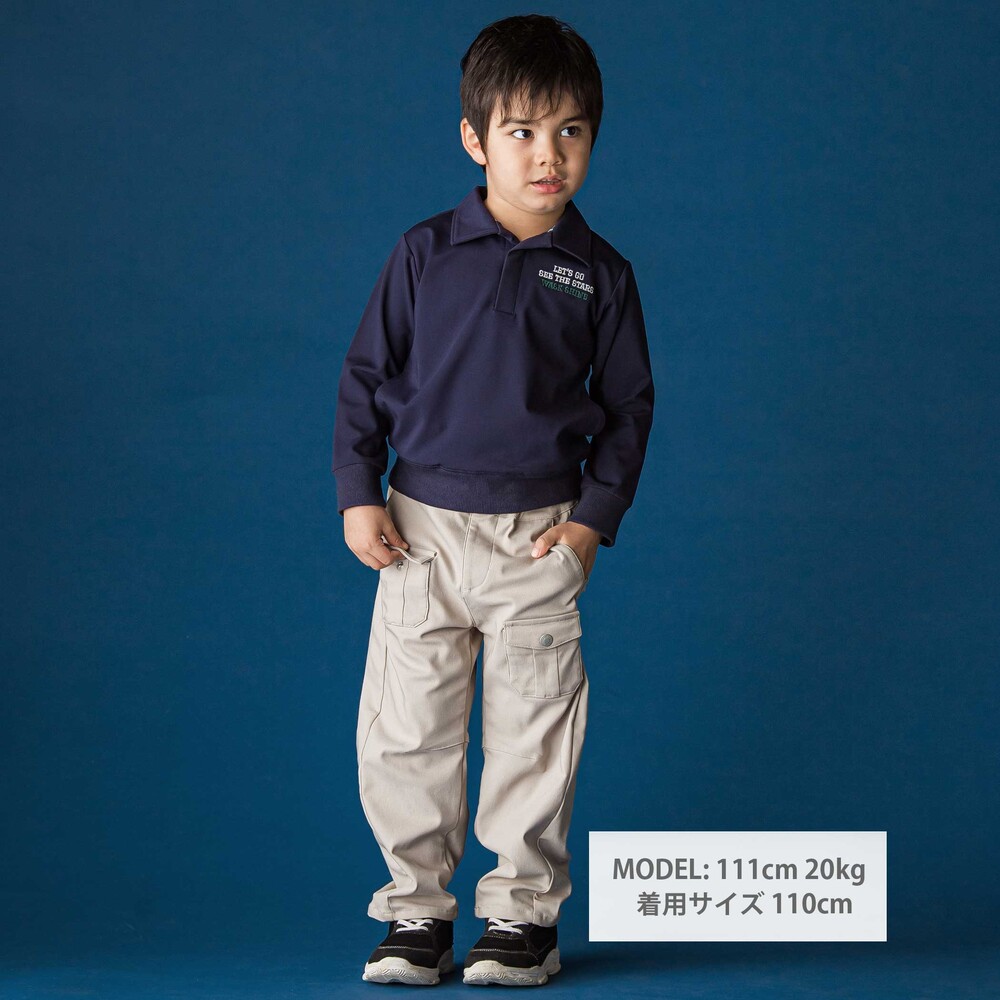 襟付き裏チェックトレーナー(110~160cm) ネイビー 110cm