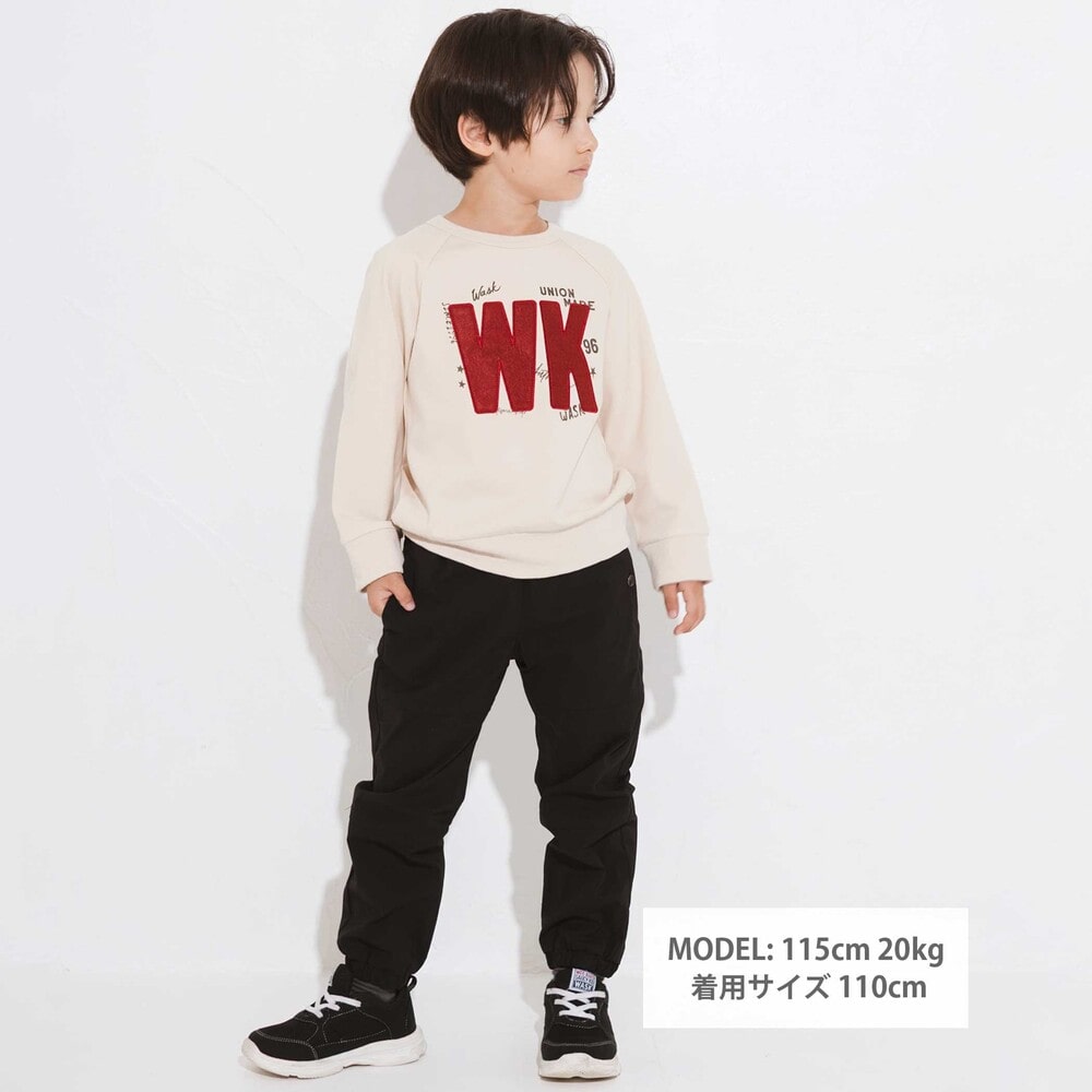WKフェルトロゴ ラグラン長袖トレーナー(100~160cm) オフホワイト 100cm
