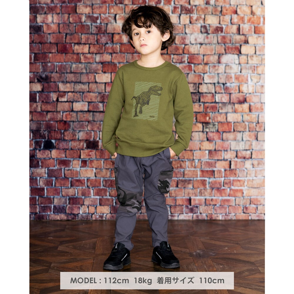 迷彩 切り替え ストレッチ ツイル パンツ (100~160cm)(100cm グレー): ボトム-子供服べべの公式通販サイト 「BEBE MALL」