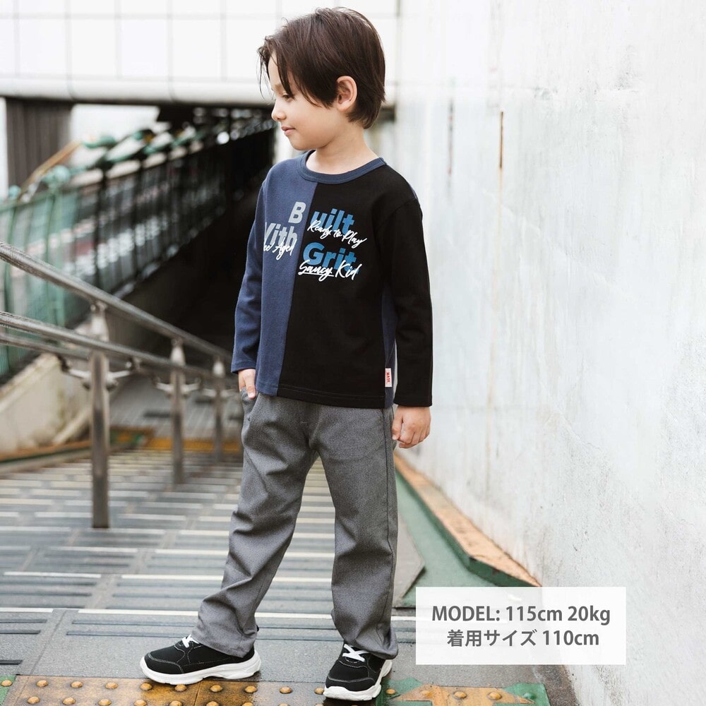 メランジストレッチ ストレートパンツ(100~160cm) ブラック 100cm