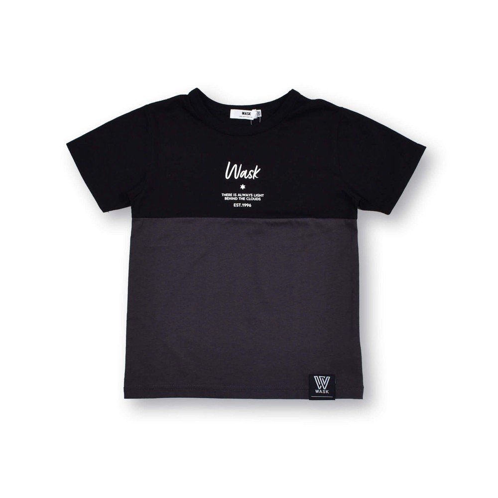 ロゴ 切り替え バイカラー 天竺 半袖 Tシャツ (100~160cm) ベージュ 100cm