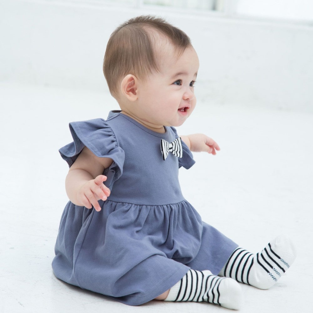 リボンフリルワンピース 70cm 90cm 70cm ブラック系 新生児 ベビー 子供服べべの公式通販サイト Bebe Mall