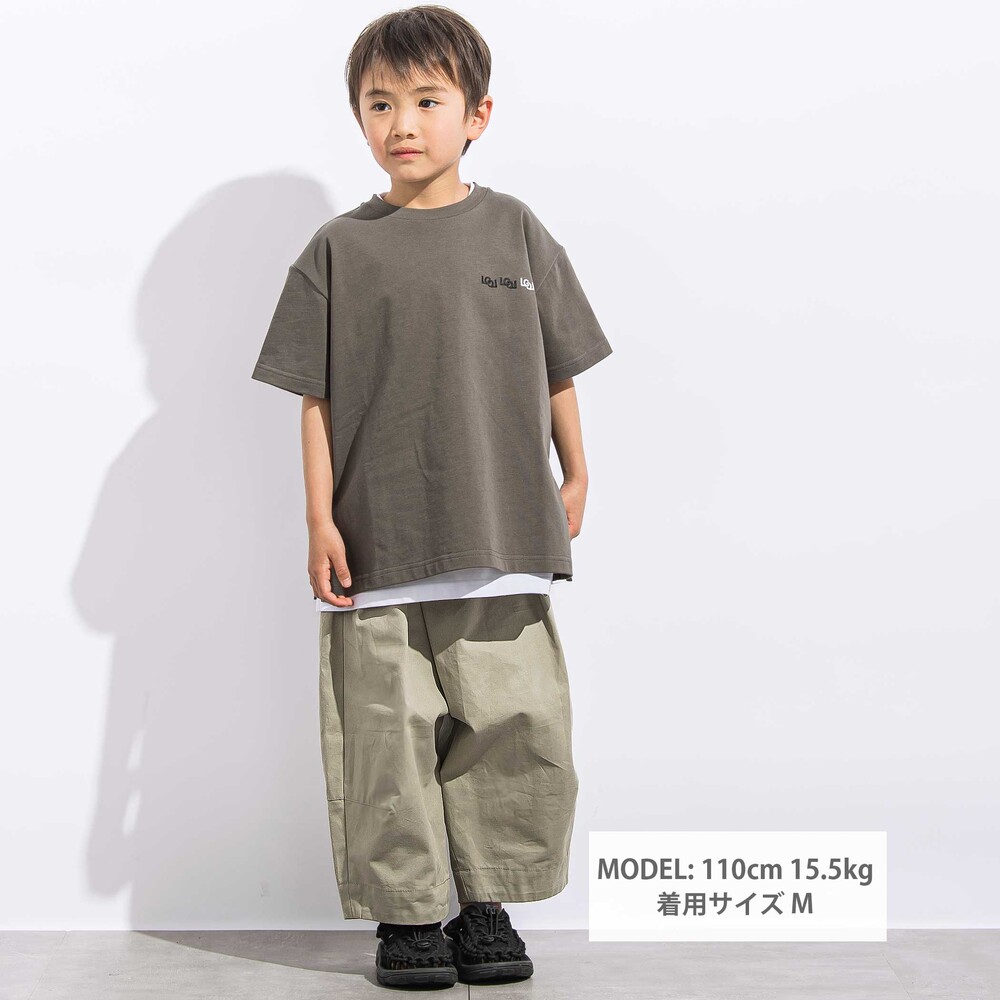 【トラベルポーチ付き】天竺スリット入りTシャツ2枚セット親子お揃い(110~140cm) グレー M(110~125cm)