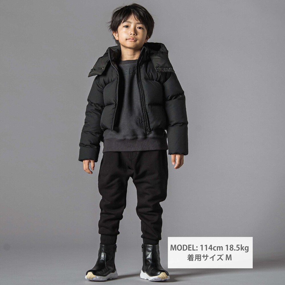 リモンタポリエステルツイルボリュームダウンジャケット親子お揃い(95~140cm) ブラック S(95-110cm)
