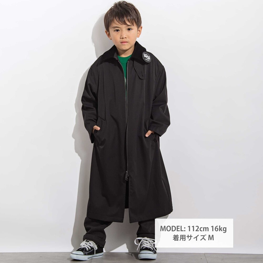 ツイルジップステンカラーコート 親子お揃い(110~140cm) ブラック M(110~125cm)