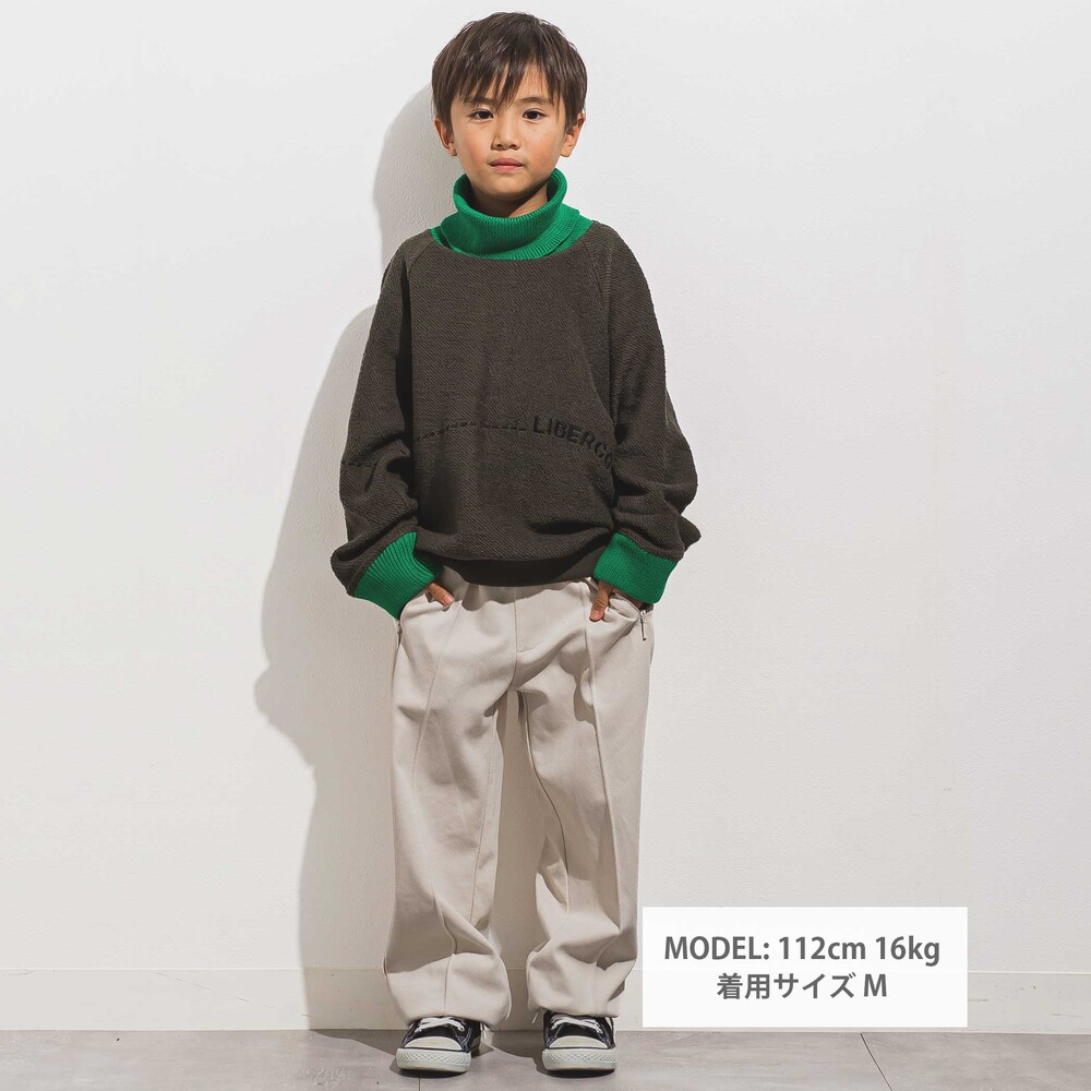 トビウラケニット切り替えトレーナー 親子お揃い(110~140cm) オフホワイト M(110~125cm)