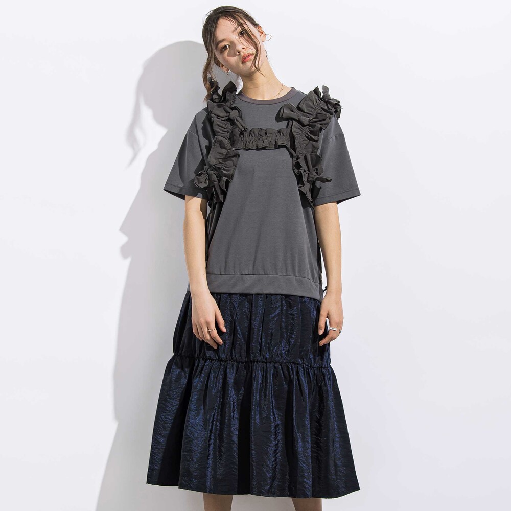 リボン付きマットタフタハーネス親子お揃い グレー ワンサイズ