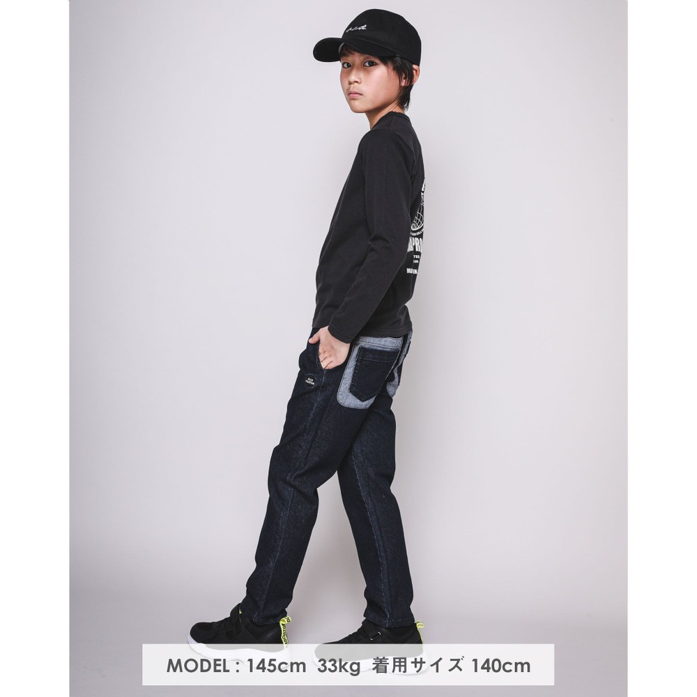 バックポケット ルーズ デニムパンツ(120~160cm) ネイビー 120cm