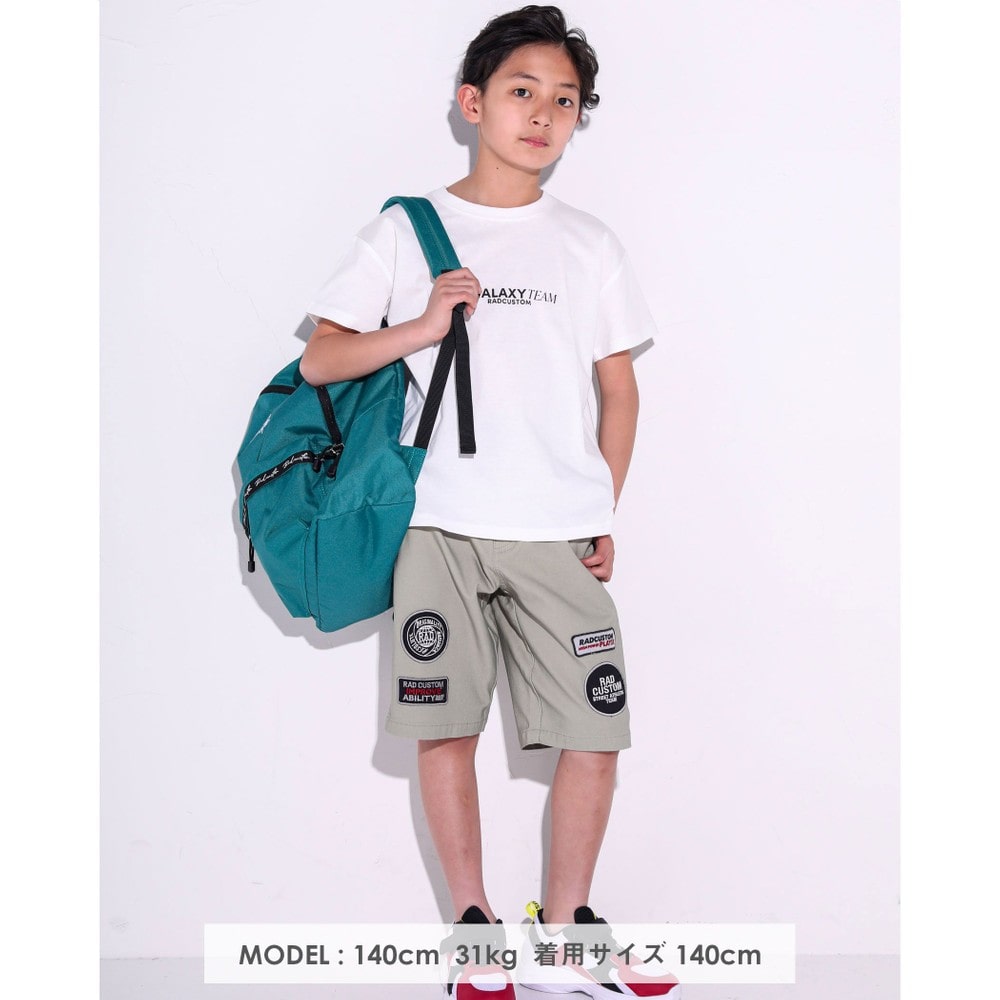 ワッペン デザイン ストレッチ パンツ(120~160cm) パープル 160cm