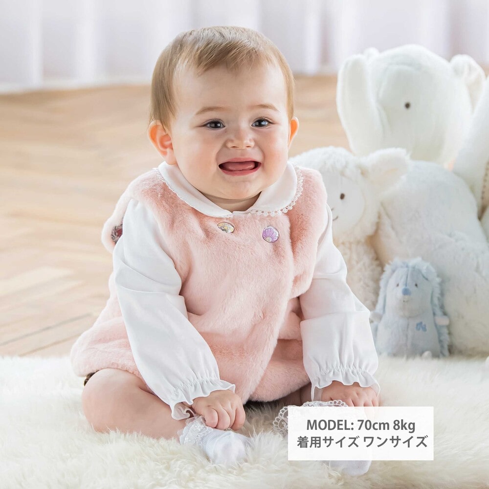 リバティ(Clare Rich)裏地 ふんわりファーベスト ベビー(60~90cm) ピンク ワンサイズ