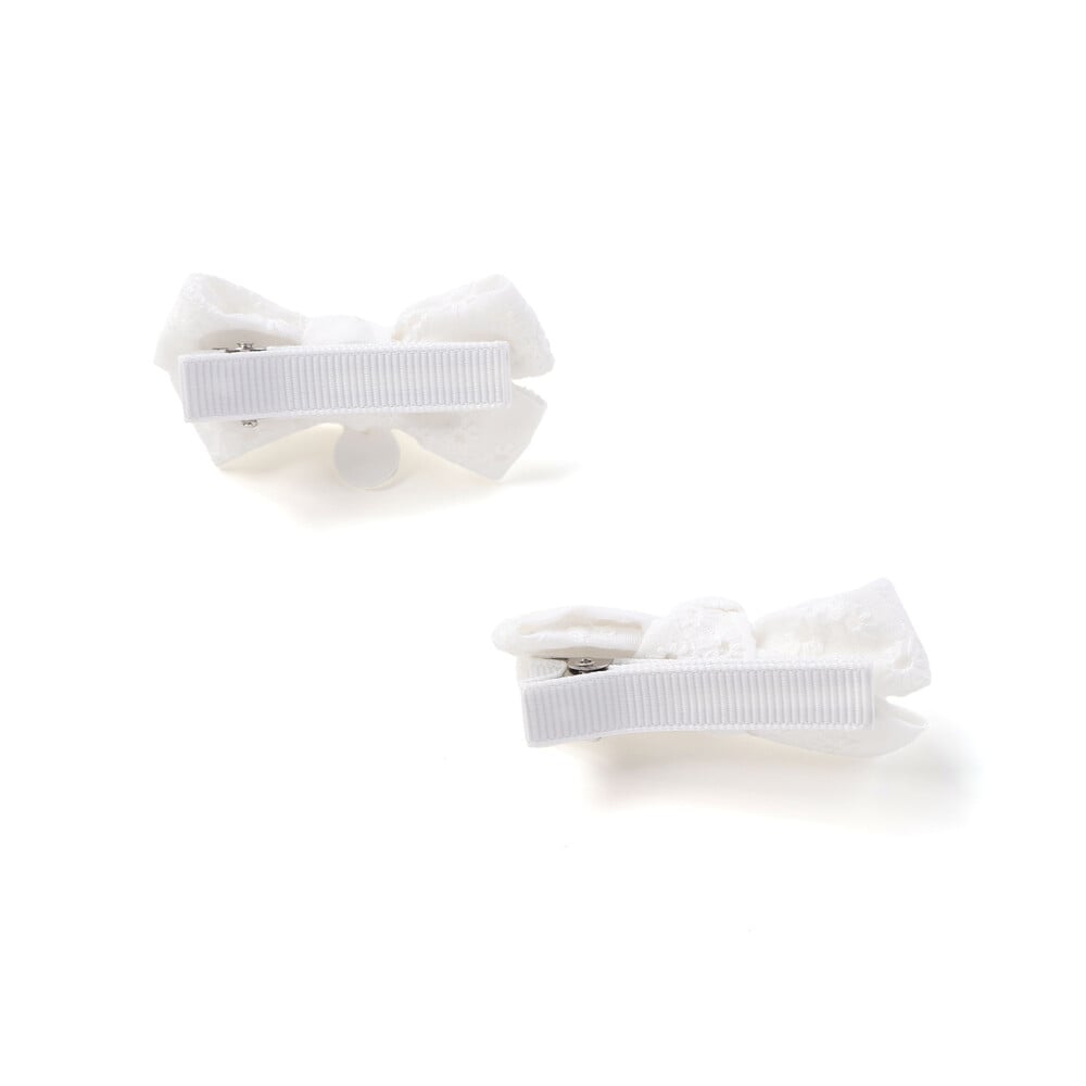 レースリボンヘアクリップ2点セット ホワイト ワンサイズ