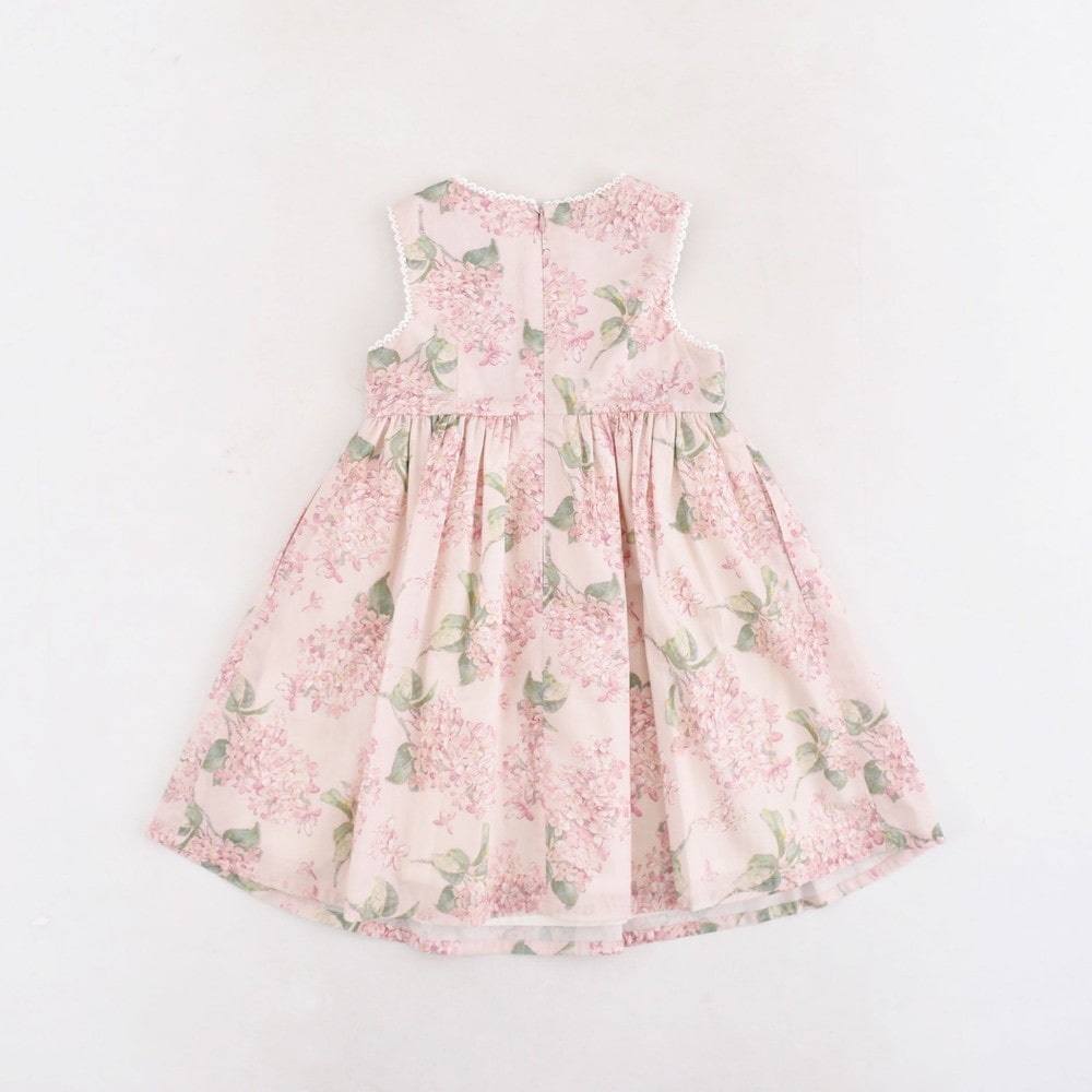 リバティ (ARCHIVE LILAC) 日本製 花柄 レース リボン フレア Aライン ワンピース (110cm~130cm)<br> ピンク系 110cm