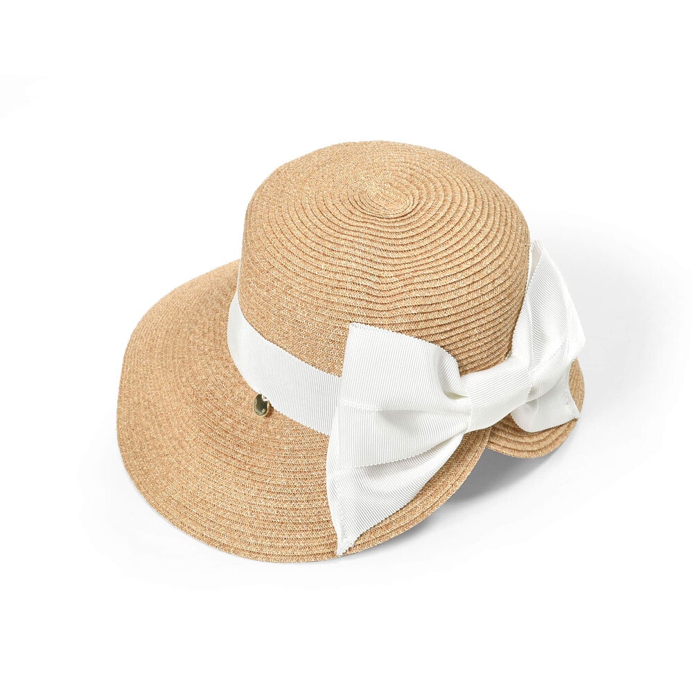 大きいリボン付きペーパーブレードハット(52~56cm) ホワイト 52cm