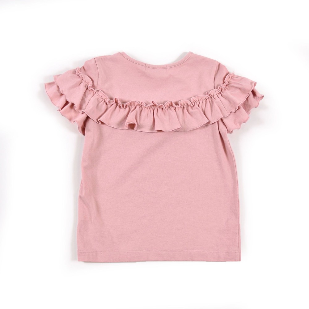 フリル フェミニン シンプル 無地 半袖 Tシャツ (110cm~130cm) ホワイト 130cm