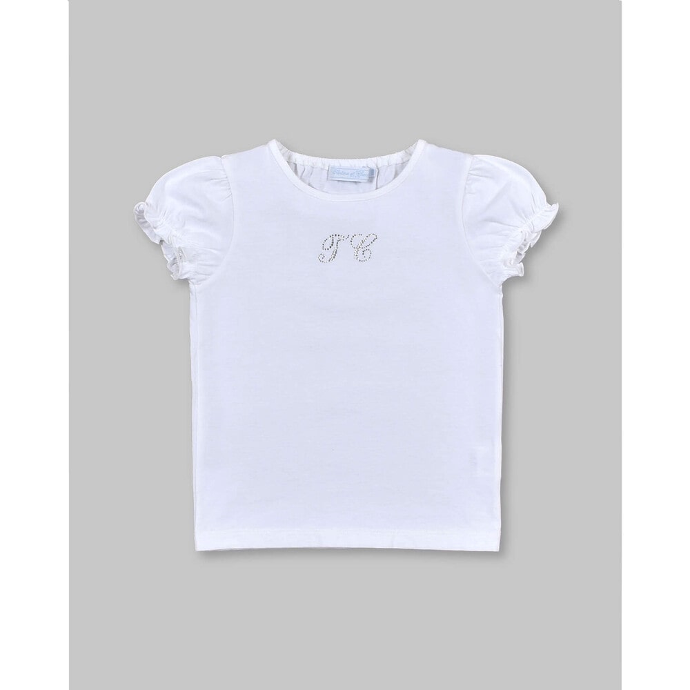 TC ロゴ ラインストーン パフスリーブ Tシャツ (90~140cm) ネイビー 110cm