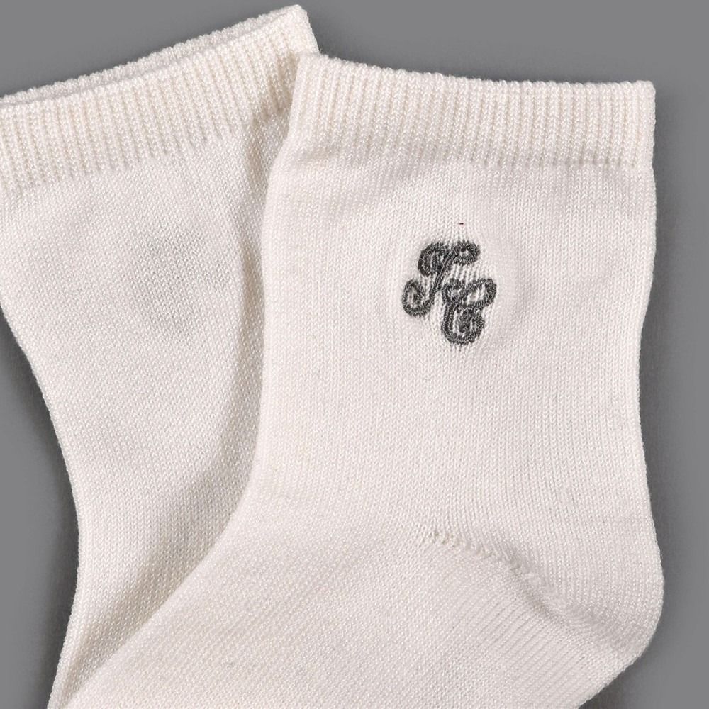 日本製 フォーマル TCロゴ 刺繍 シンプル 無地 ショート ソックス (15cm~21cm) ボルドー 17-19cm