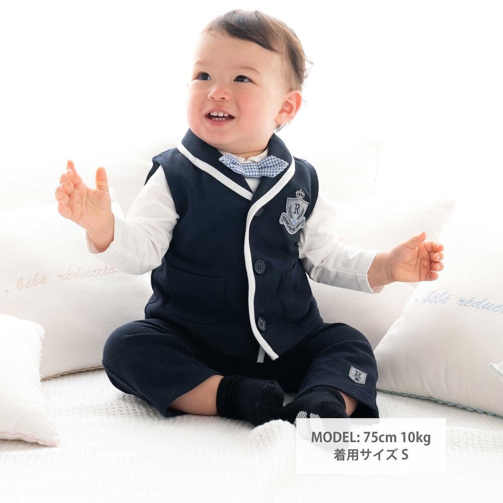 カノコワッペン付きパンツ(70~90cm)(S(70-80cm) ネイビー