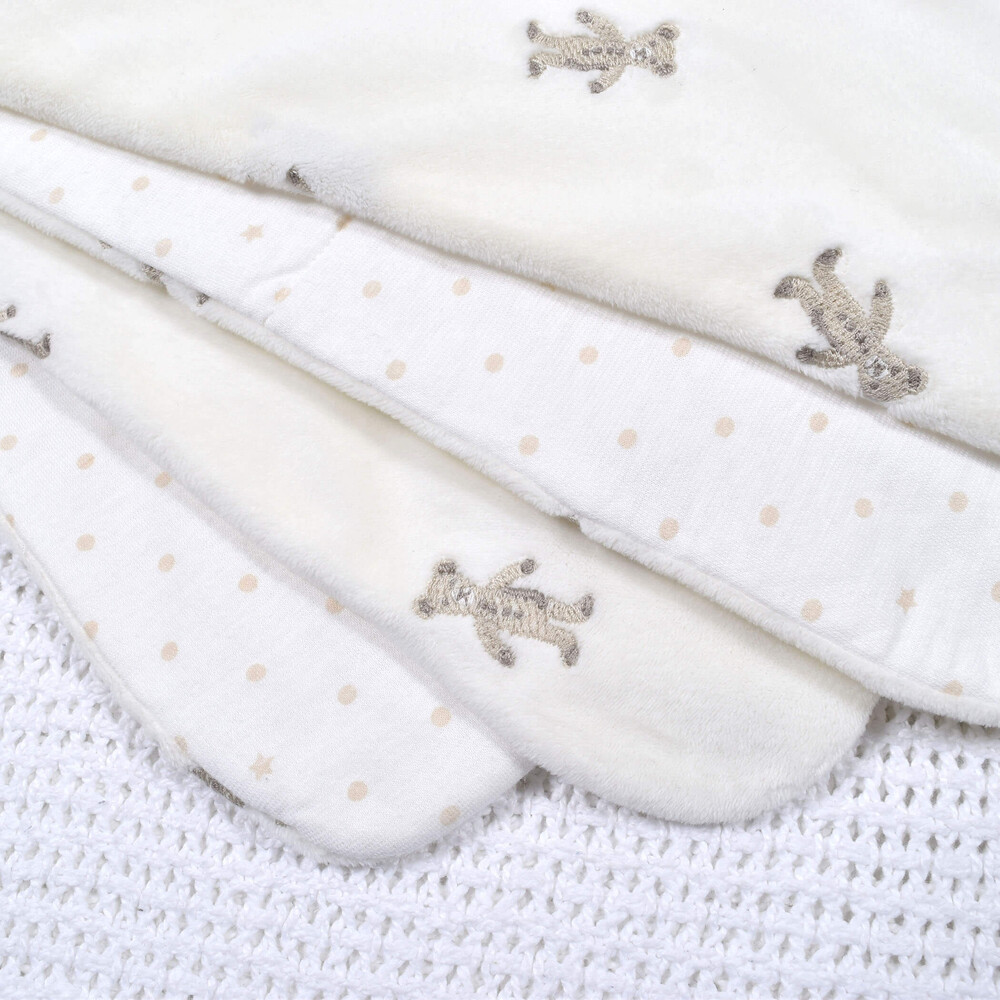 アニマル 】 クマ 刺繍 星 ドット マイクロフリース おくるみ(ﾜﾝｻｲｽﾞ